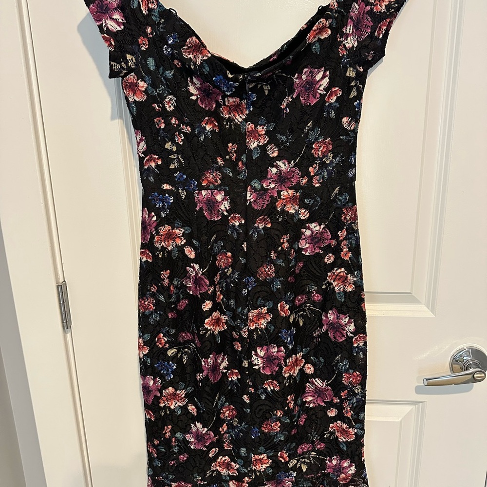 Siena Studio Black and Purple Floral Midi Dress
